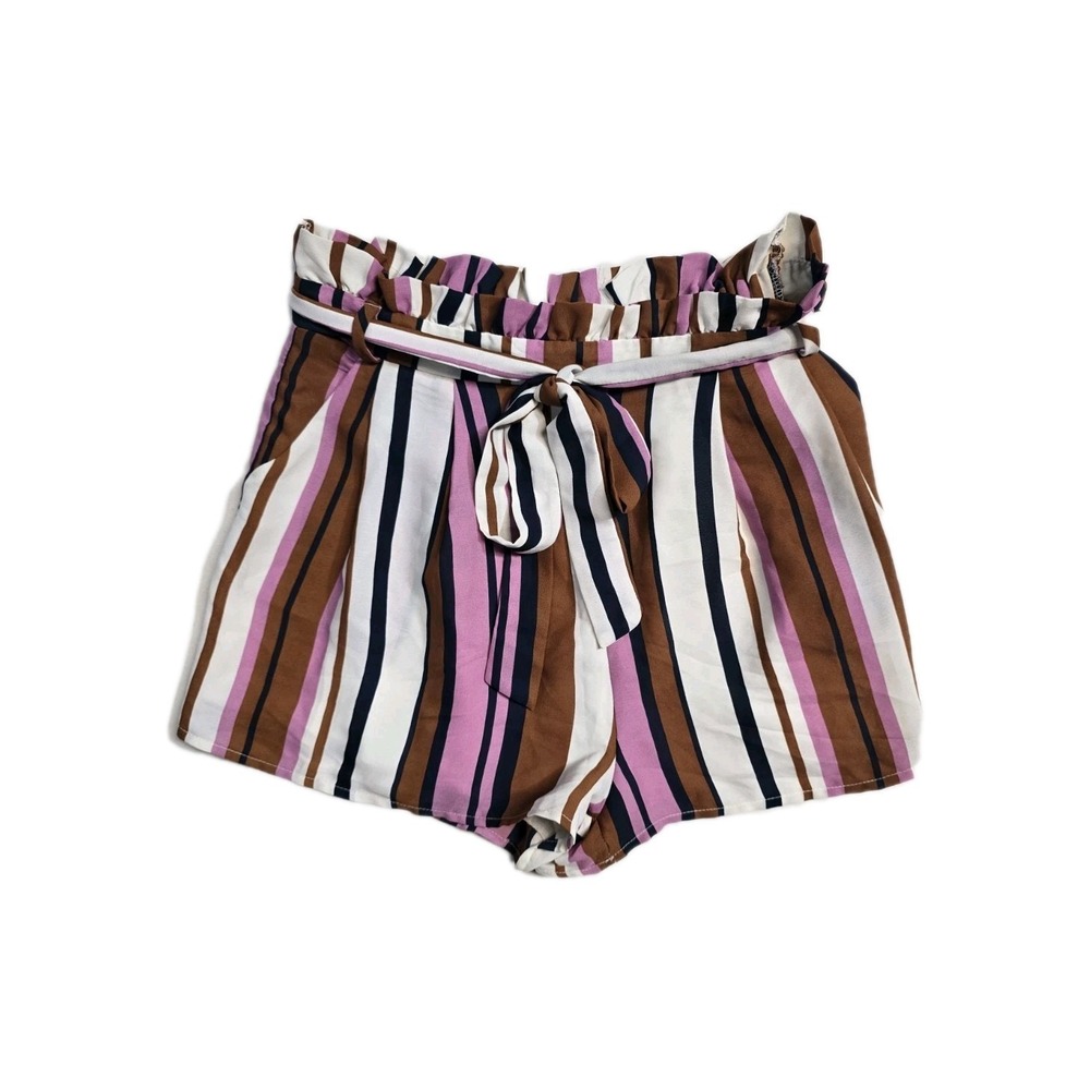 Honey Belle Shorts Size Large Striped Paperbag  Tie